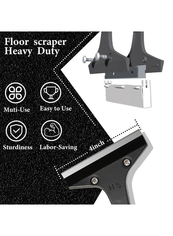 UEGHNS Floor Scraper Long Handle Heavy Duty, 31-61“ Long Handle Blade Scraper Tool with 10PCS Extra Blades 4 Inch stainless steel efficiently and quickly kitchen stickers windows cleaning. (61 inch) - Image 4