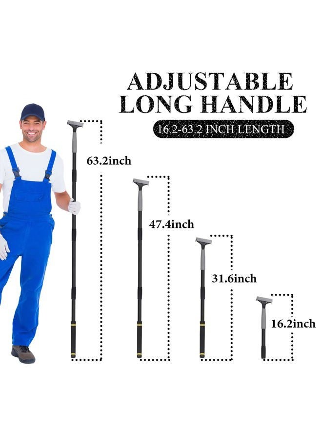 UEGHNS Floor Scraper Long Handle Heavy Duty, 31-61“ Long Handle Blade Scraper Tool with 10PCS Extra Blades 4 Inch stainless steel efficiently and quickly kitchen stickers windows cleaning. (61 inch) - Image 2