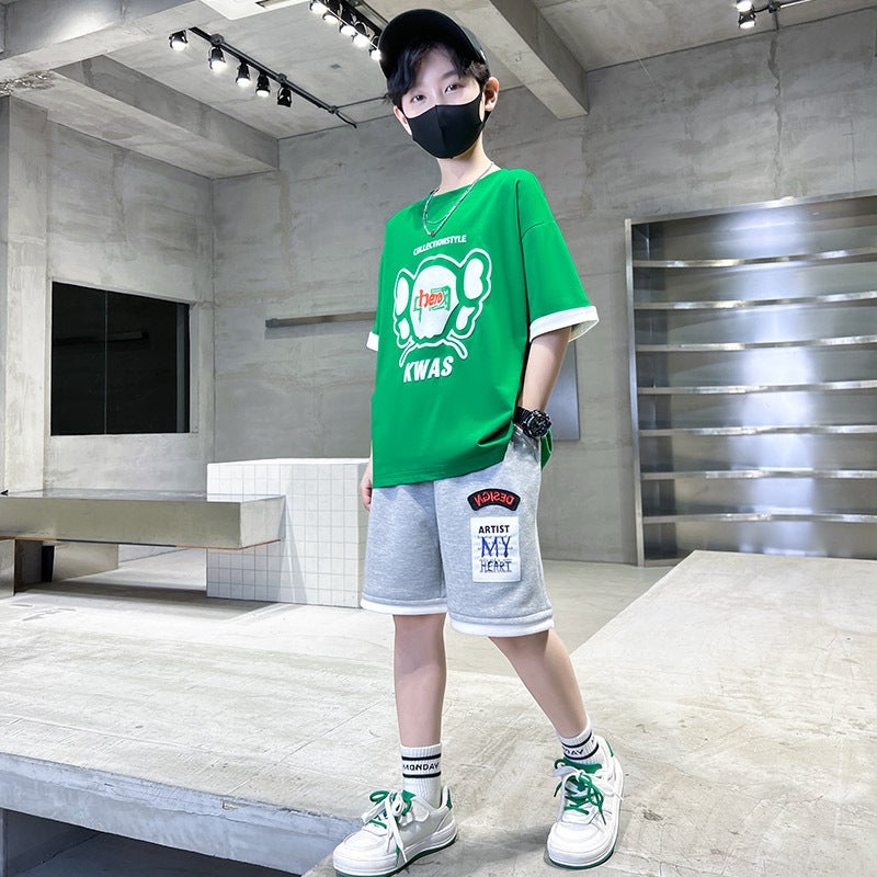 Boys Summer Sports Outfit 2024 New Green