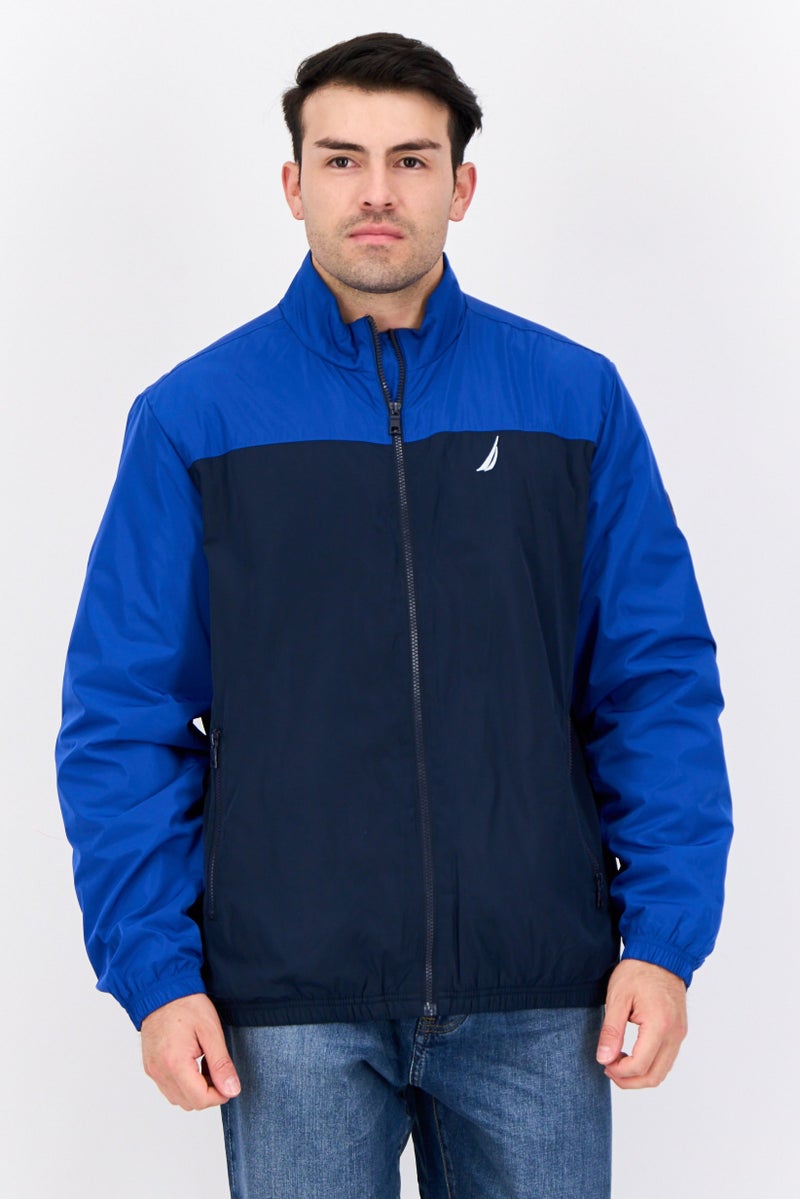 NAUTICA Men Colorblock Wind Breaker Jacket, Navy Blue  - Image 1