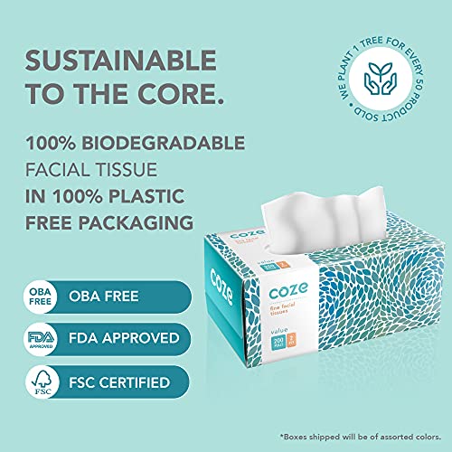 Coze Face Tissue Box (2 Ply, 200 Pulls) | Pack of 6 Assorted Coloured Boxes | 100% Skin-Safe, FDA Approved, OBA Free | Sleek Tissue Box for Car, Bathroom, Bedroom, Office | Car Tissue Paper Box - Image 4
