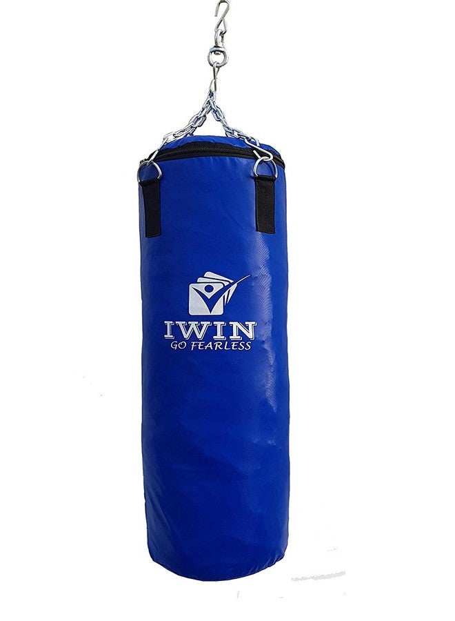 IWIN Unfilled Synthetic Leather Blue Punching Bag with Chain (3 Ft) - Image 2