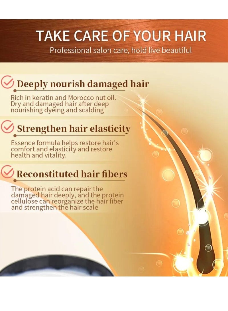 PURE قناع الشعر بالكيراتين والكولاجين 500 مل يغذي الشعر ويصلح الشعر التالف قناع شعر كيراتين، قناع شعر كولاجين مرطب مغذي - Image 3