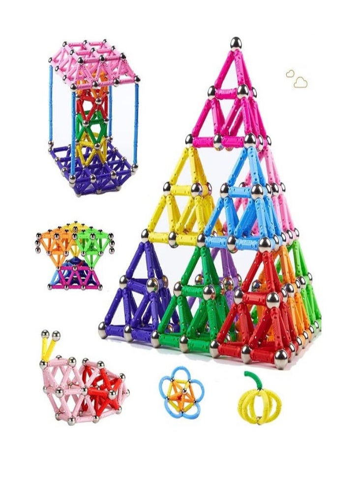 98 Pieces 3D Magnetic Building Blocks, Construction Toys with Colorful Magnetic Sticks, Montessori, Best Gift for Girls and Boys  - Image 2