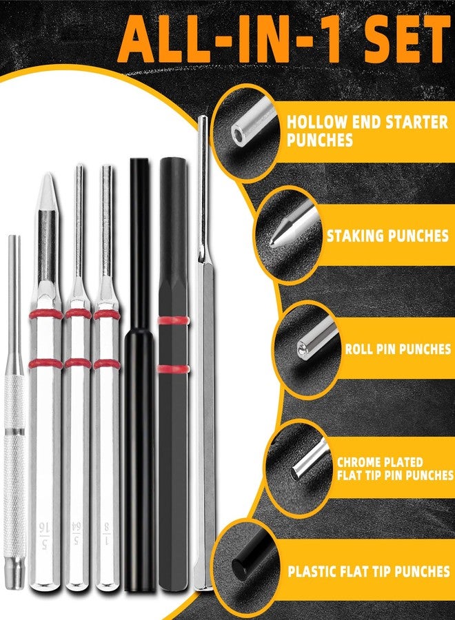 BESTNULE Roll Pin Punch Set, Punch Tools, Made of Solid Material Including Steel Punch and Hammer, Ideal for Machinery Maintenance with Organizer Storage Container (Without Bench Block) - Image 5