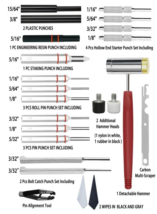 BESTNULE Roll Pin Punch Set, Punch Tools, Made of Solid Material Including Steel Punch and Hammer, Ideal for Machinery Maintenance with Organizer Storage Container (Without Bench Block) - Image 3
