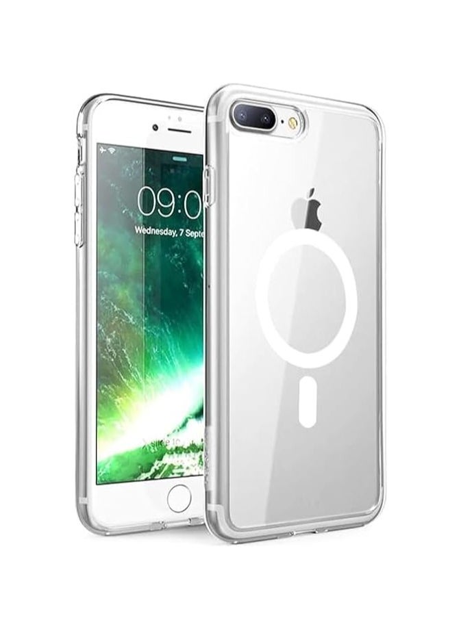 Magsafe Clear Magnetic Case for iPhone 7 Plus/8 Plus 5.5 Inch [Compatible with Magsafe] Slim Silicone TPU Shockproof Magnetic Mobile Phone Case Scratch-Resistant 