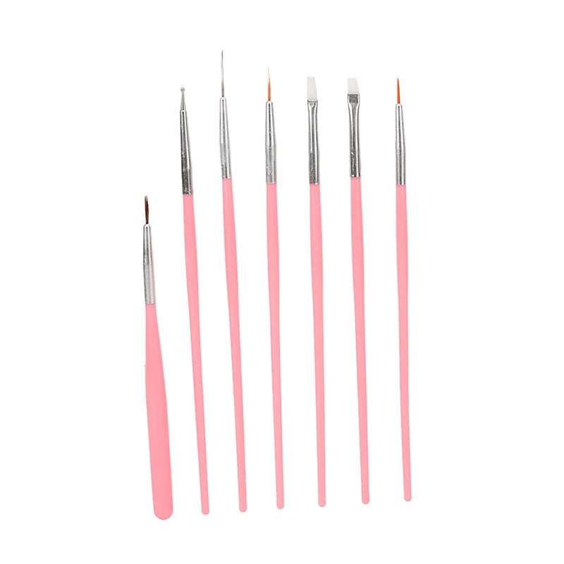 Professional Nail Art Brush Set 15pcs Pink ABS Nylon For Gel Nail Extension Painting - Image 4