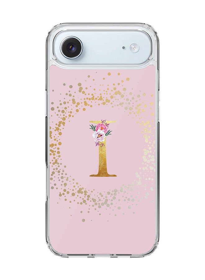 Stylizedd Classic Clear MagSafe Case for iPhone 17 Air , Hybrid Soft Case Flexible Edges Anti Drop TPU PC Gel Thin Transparent Cover [ Designed for iPhone 17 Air ] - Custom Monogram Initial Letter Floral Pattern Alphabet - I  (Pink )