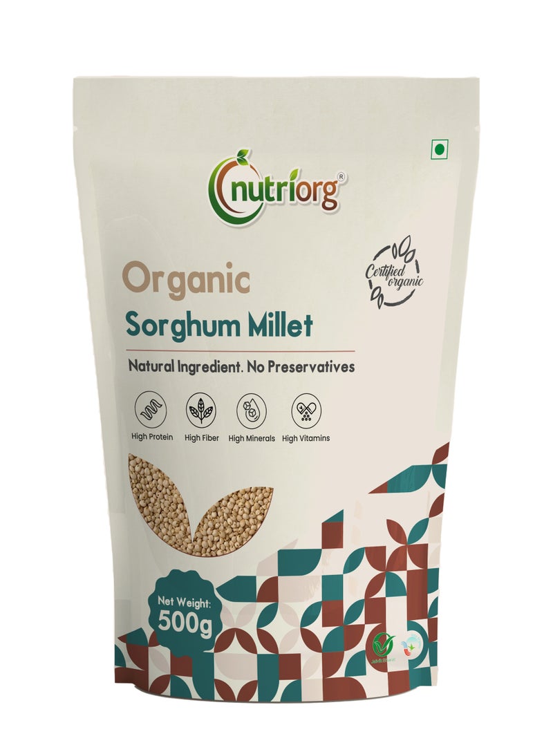 Nutriorg Organic Sorghum Millet 500g  | Jowar Millet | Gluten Free | High Fiber - Image 1