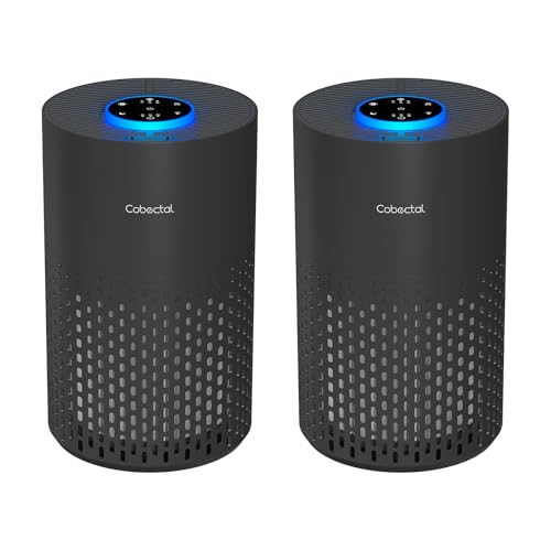 Cobectal 2 Pack Air Purifiers for Bedroom Home, Cobectal Air Cleaner with H14 True HEPA 3-in-1 Filter for Room up to 1050 ft², Sleep Mode & Aroma Function, Portable Air Purifiers for Office, Dorm, RVs, Black - Image 1