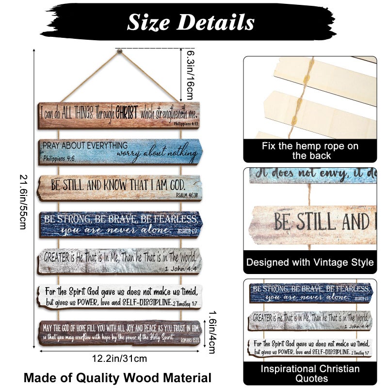 Yookeer Christian Wall Art Office Religious Wall Decor for Prayer Room Inspirational Wooden Bible Verses Bathroom Scripture Art Meditation Inspirational Hanging Wood Sign (English Style) - Image 2