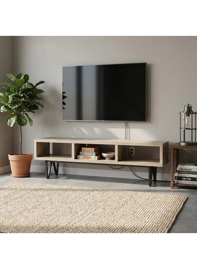 AL Hadaya Mall Modern Design Plasma TV Unit Table Stand Beige 160x30x50 cm Media Console Entertainment Center for Living Room Furniture - Image 3