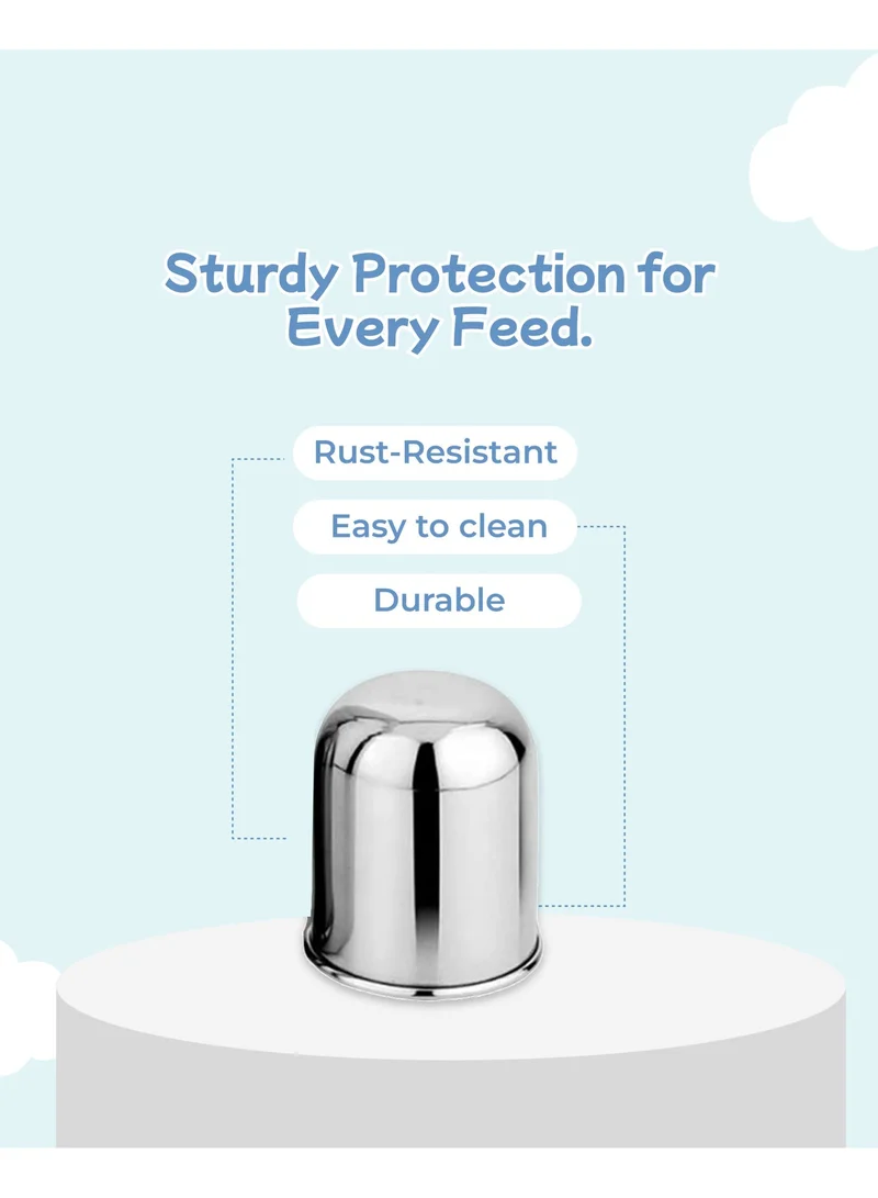 Luay 1 Bottle + 3 Nipples Luay Stainless Steel Baby Feeding Bottle 250 ml Includes 3 Extra Soft Silicone Nipples | BPA-Free & Plastic-Free Infant Milk Bottle | Anti-Colic Newborn & Baby Bottle  | Best Price UAE
