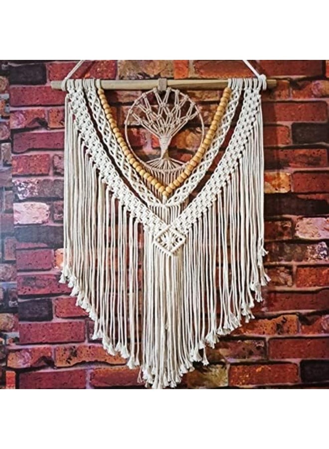 انتيكيانو مكرمية للتعليق على الحائط ديكور حائط شجرة حياة أبيض - Image 3