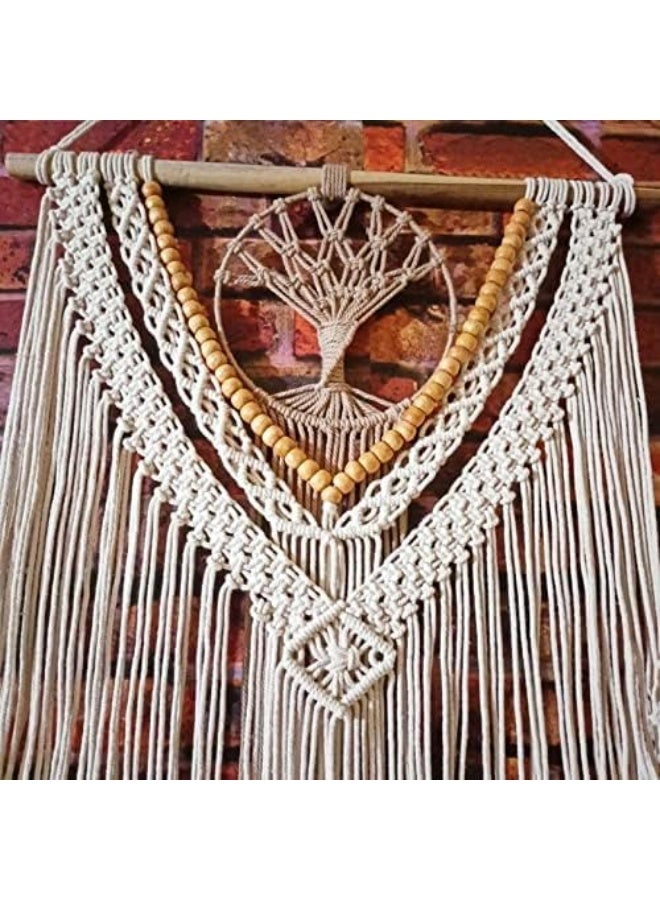 انتيكيانو مكرمية للتعليق على الحائط ديكور حائط شجرة حياة أبيض - Image 2