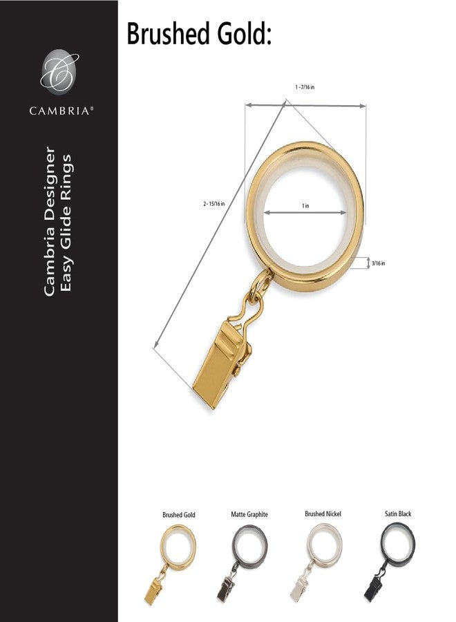 MODE Cambria® Designer Series - Premium Easy Glide 18 Count Curtain Rings - Metal with Smooth, Quiet Nylon Inserts with Clips - 1-3/8 inch Diameter (1-1/8 inch Inside Diameter) - Satin Black Finish - Image 3