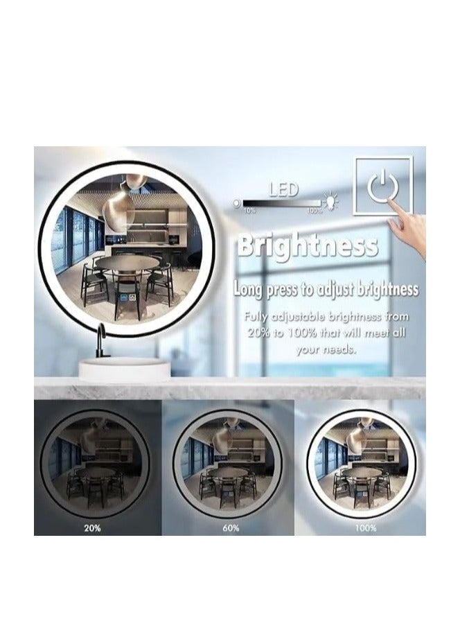 ديكور هيلز مرآة حمام دائرية بإضاءة LED بيضاء من Decorhills، إطار ذهبي غير لامع، مثبتة على الحائط، قابلة للتعتيم، مضادة للضباب، زر ذاكرة، مقاومة للماء - Image 5