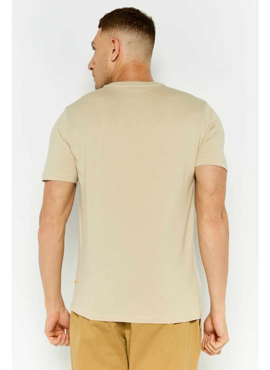 Gazzarrini Men Crew Neck Short Sleeves Graphic Print T-shirt, Beige  - Image 2