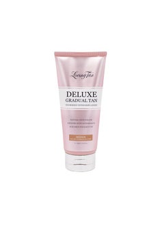Loving Tan Loving Tan Deluxe Gradual Tan Lotion, Medium- Natural Looking Self Tanner, Professional Strength Sunless Tanner, 7+ Self Tanning Applications per Bottle-Cruelty Free, Naturally Derived DHA-5.07 Fl Oz  - Image 1