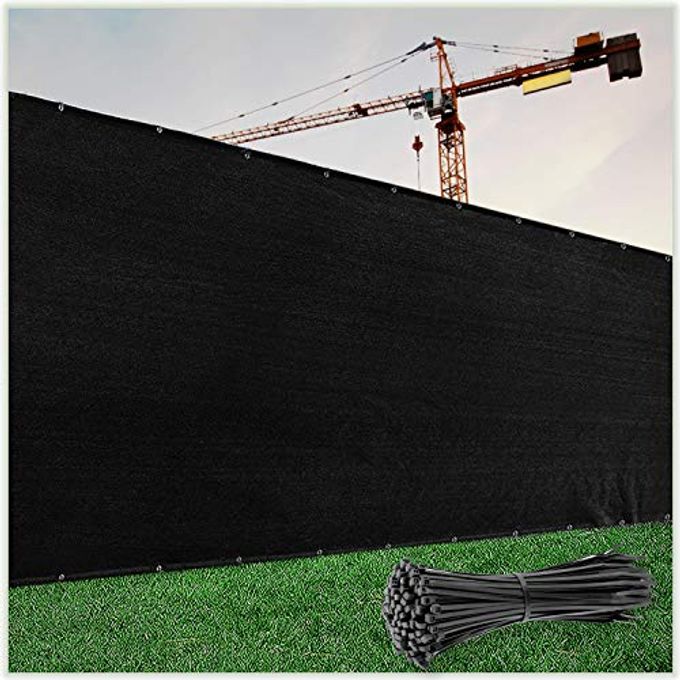 ColourTree 6 x 50 Black Fence Privacy Screen Windscreen Cover Fabric Shade Tarp Netting Mesh Cloth Commercial Grade 170 GSM Cable Zip Ties Included We Make Custom Size