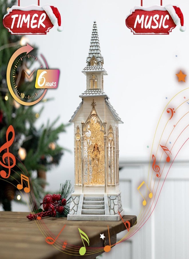 PEATOP 13Inch Christmas Snow Globes Churches Village Angel Musical Christmas Decorations Light Up Snow Globe Lantern 6H Timer Glitter Globe Decor Indoor - Image 5