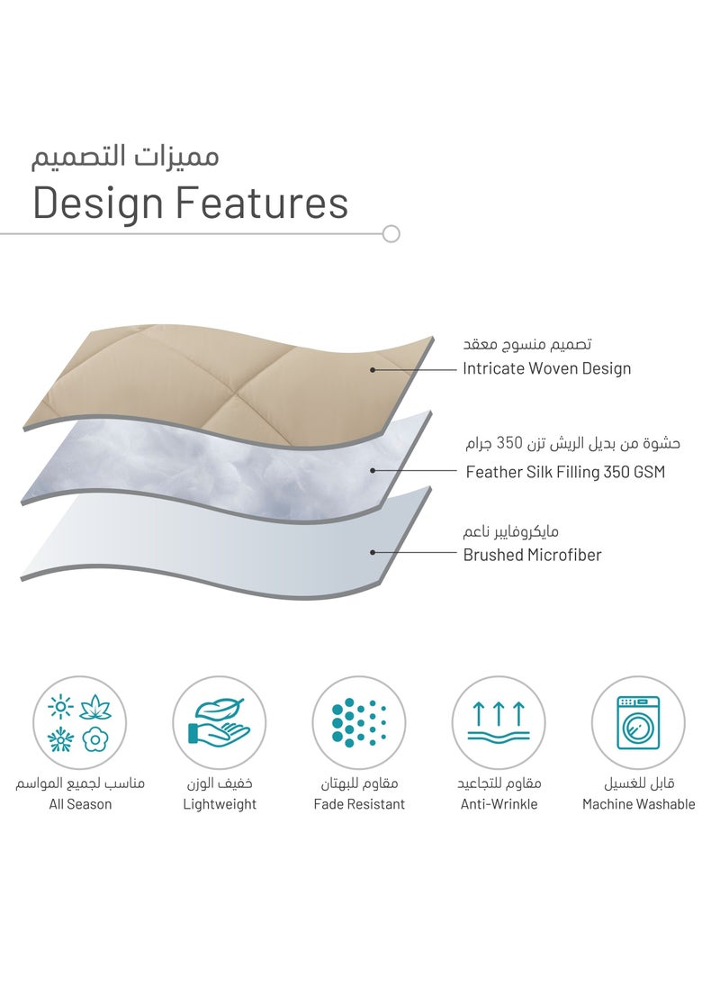 Donetella - Lightweight Comforter Set 6-Pcs Double Size(200x200 Cm) Solid Bedding Comforter Sets With Plain Diamond Quilting And Down Alternative Filling Taupe - Image 1