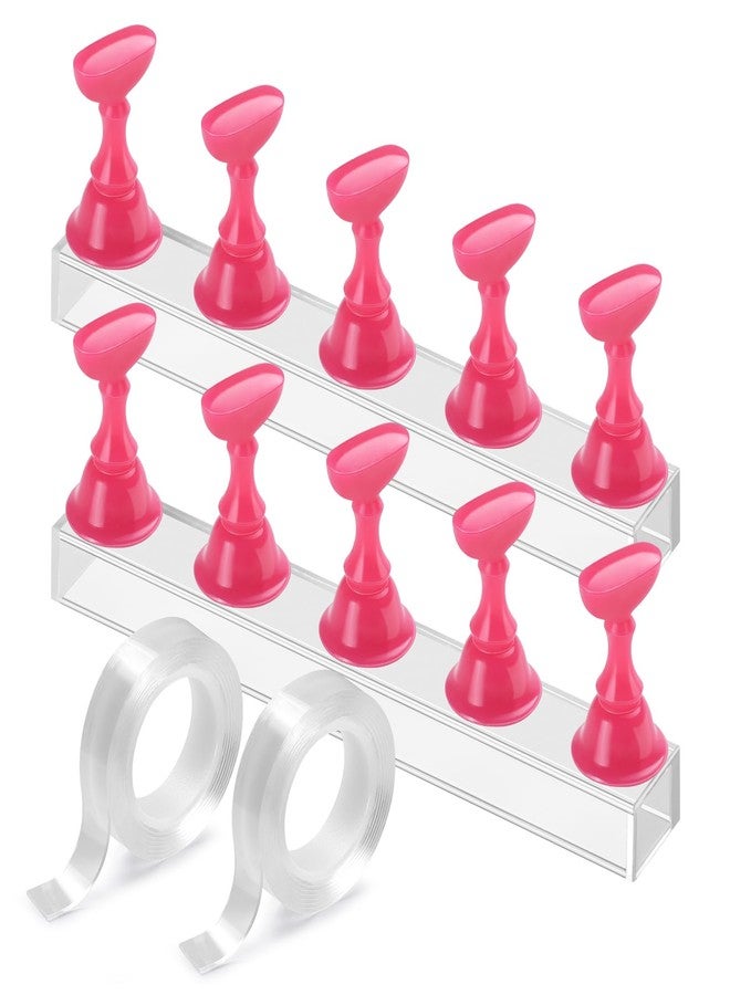 Etercycle Nail Stand Acrylic Nail Art Display Stand Practice Nail Holder for Painting Nails Magnetic Practice Stands with Double-sided Tape For Home DIY Salon Supplies (Rose pink) - Image 1