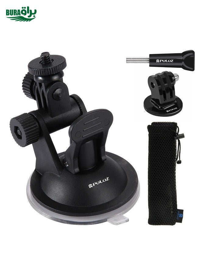 BURAQ PULUZ Car Suction Cup Mount with Screw & Tripod Mount Adapter & Storage Bag for GoPro, Insta360, DJI and Other Action Cameras  - Image 1