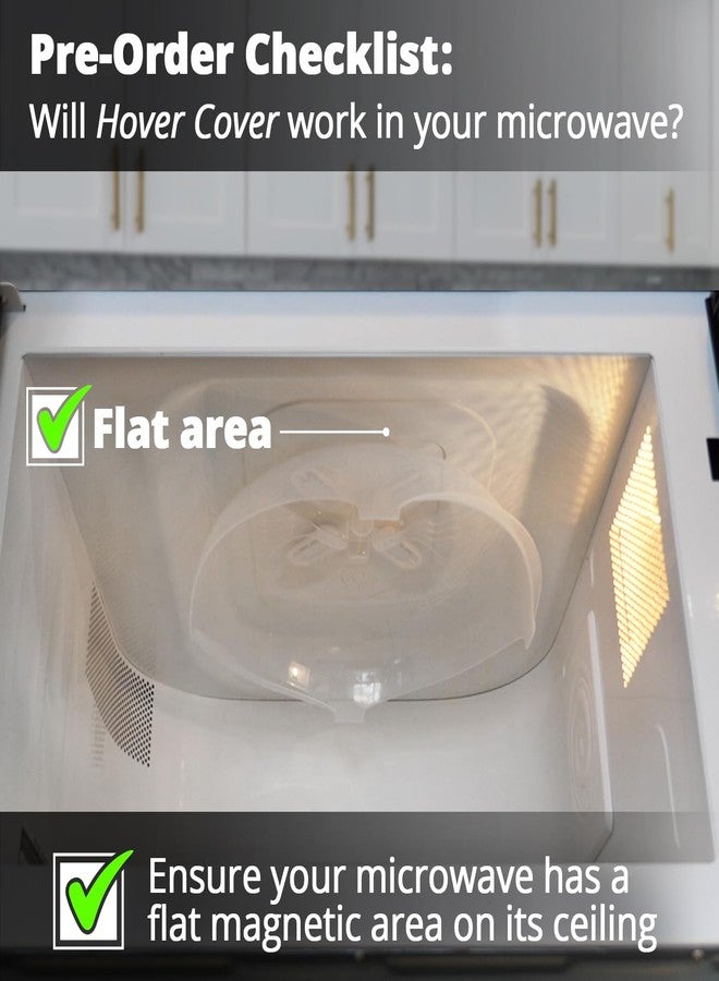 HOVER COVER Magnetic Microwave Cover for Food | Clear Microwave Splatter Cover | Microwave Plate Cover with Steam Vents | Food Grade Dish Cover | BPA-Free | Dishwasher Safe | White - Image 2