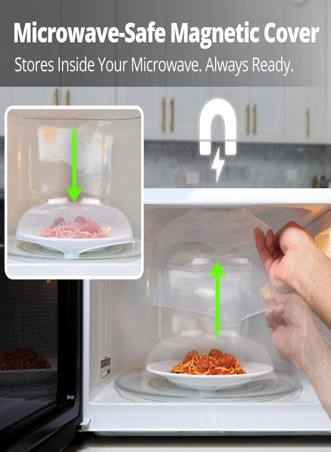 HOVER COVER Magnetic Microwave Cover for Food | Clear Microwave Splatter Cover | Microwave Plate Cover with Steam Vents | Food Grade Dish Cover | BPA-Free | Dishwasher Safe | White - Image 3