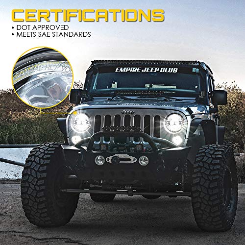 Xprite 7 Inch LED Headlights DOT Approved Compatible with 1997-2018 Jeep Wrangler JK LJ CJ TJ Hummer H1 H2, Halo Ring, DOT Approved, High/Low Beam, Plug & Play, Chrome - Image 5