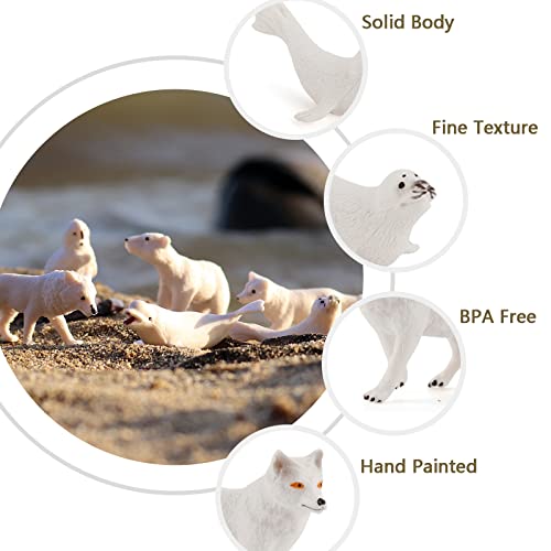 EOIVSH 18PCS Arctic Animal Figures Realistic Polar Animal Toys Figurines for Kids Toddlers Plastic Ocean Sea Creatures Figures with Arctic Fox Wolf Snowy Owl Polar Bear Reindeer Bluga Whale - Image 5