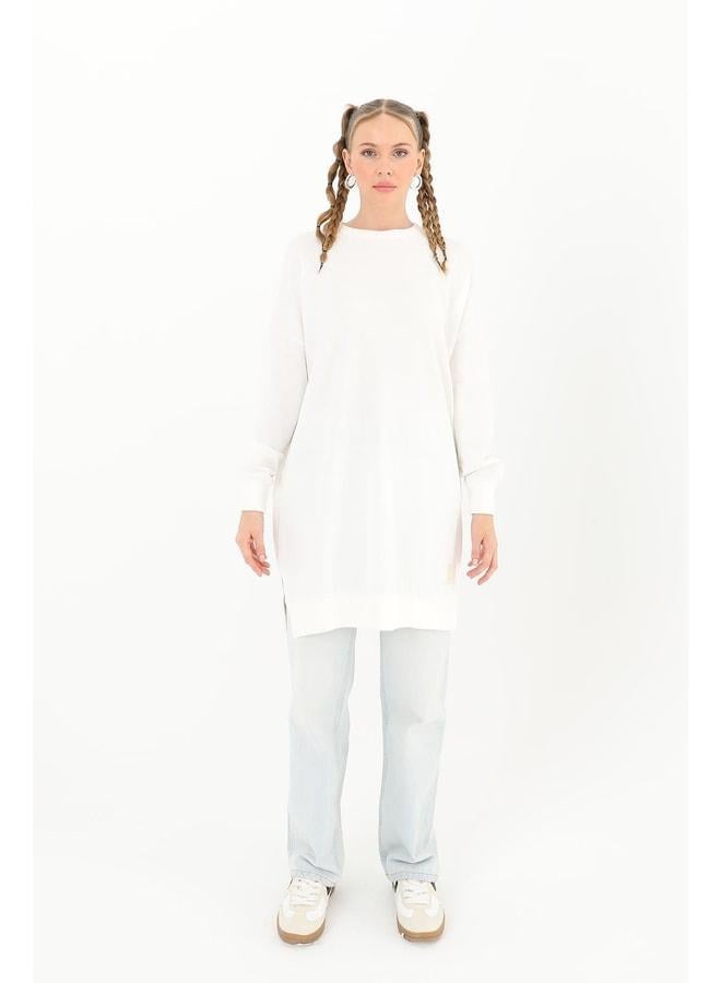 Soul Women's Ribbed Slit Detailed Basic Tunic - 30644TUN - EKRU - Image 1
