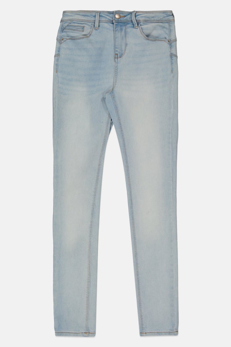 promod Women Skinny Fit Wash Stretchable Denim, Light Blue - Image 3