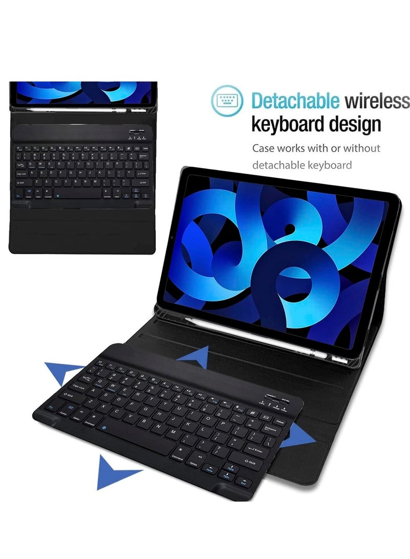 ELTRAZONE غطاء لوحي مع حامل قلم لوحة مفاتيح بلوتوث قابلة للفصل متوافقة مع آيباد إير 5 مقاس 10.9 بوصة 2022 - Image 1