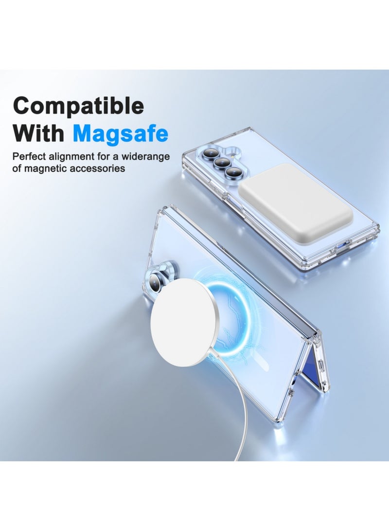 Aookay Magnetic Shockproof for Samsung Galaxy Z Fold 7 Case, [Compatible with MagSafe] [Mil-Grade Protection] [Anti-Yellowing] Magnetic Slim Clear for Z Fold 7 (Clear) - Image 4