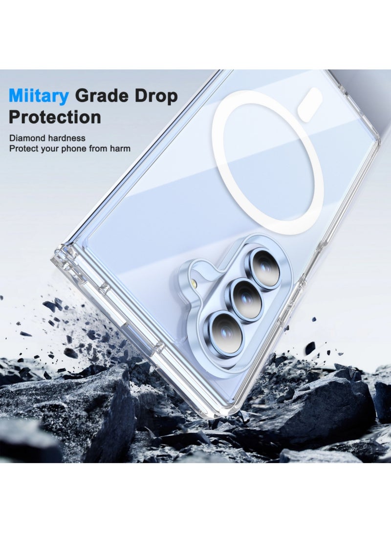 Aookay Magnetic Shockproof for Samsung Galaxy Z Fold 7 Case, [Compatible with MagSafe] [Mil-Grade Protection] [Anti-Yellowing] Magnetic Slim Clear for Z Fold 7 (Clear) - Image 5