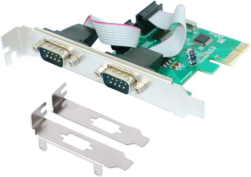 ELIATER 2-Port PCIe Serial Expansion Card with Industrial DB9 RS232 COM Ports, 16C550 UART WCH382 Chip for Windows XP, Vista,7, 8.x, 10, 11 32/64bit and Linux PCs, Low Bracket Included - Image 1