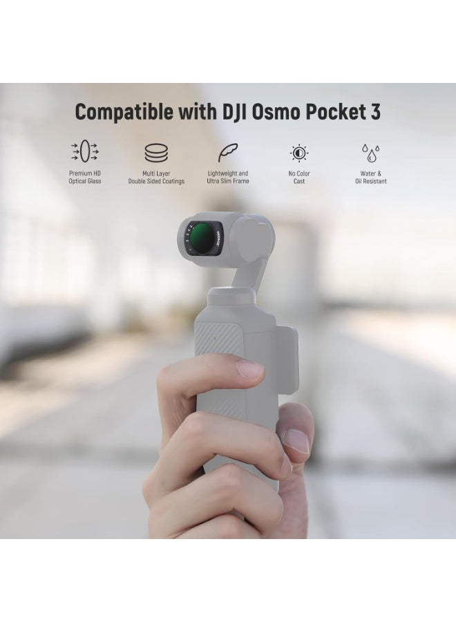 Neewer Magnetic Variable ND2-32&1/4 Black Diffusion&CPL Filter Set Compatible with DJI Osmo Pocket 4 Pocket 3 Creator Combo Accessories, Neutral Density Polarizing Cinematic Effect Filters, 2 Screen Protectors ND2-32&1/4 Black Diffusion&CPL Filter&2 Screen Protectors - Image 2