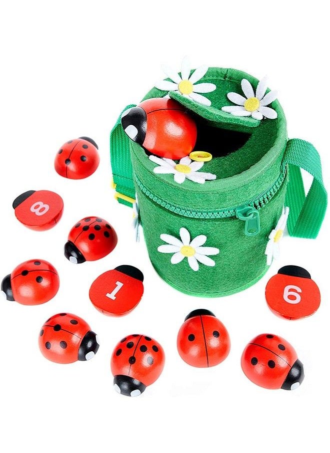 Kenley Counting Ladybugs Montessori Wooden Counting Toy For Girls 3 4 5 Year Old Ladybug Learning Toys For Toddlers Preschool Kids Toys For Number Matching Sorting & Fine Motor Skills Lady Bug Gifts  - Image 1