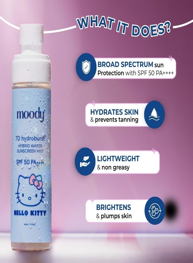 Moody 7d HydroBurst Hybrid Water Sunscreen Mist SPF 50 PA++++ | Broad Spectrum UVA/B Protection | Blue Light Sunscreen Protection | Quick Drying & Lightweight | No White Cast & Invisible Finish | With Aloe Vera & Hyaluronic for Hydration | For All Skin Types - Image 3