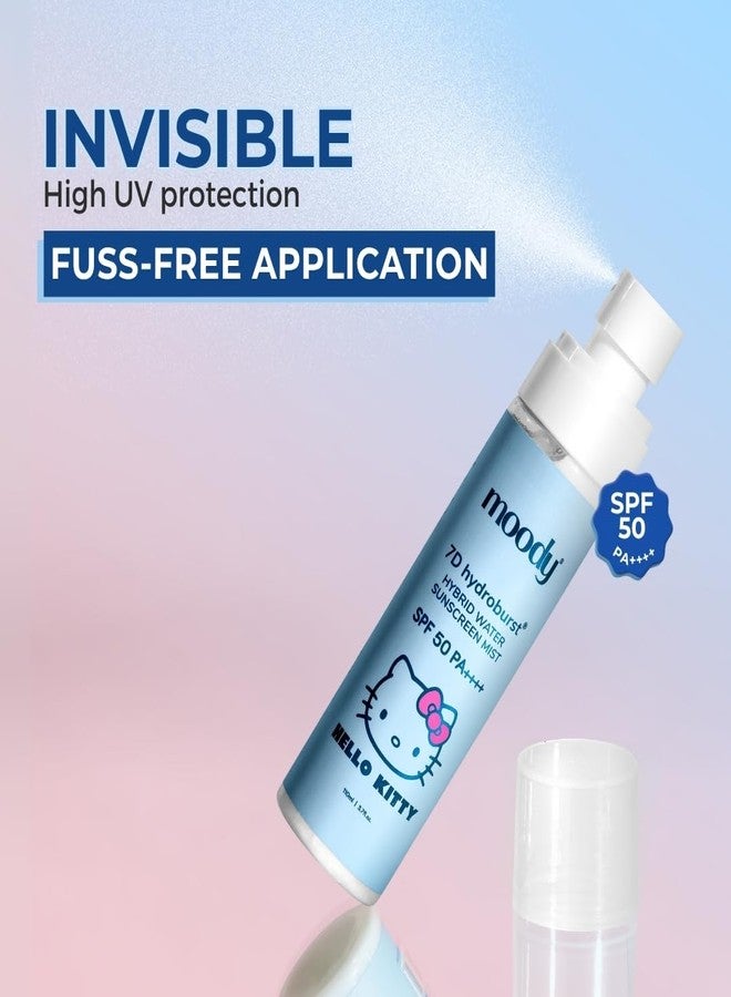 Moody 7d HydroBurst Hybrid Water Sunscreen Mist SPF 50 PA++++ | Broad Spectrum UVA/B Protection | Blue Light Sunscreen Protection | Quick Drying & Lightweight | No White Cast & Invisible Finish | With Aloe Vera & Hyaluronic for Hydration | For All Skin Types - Image 2