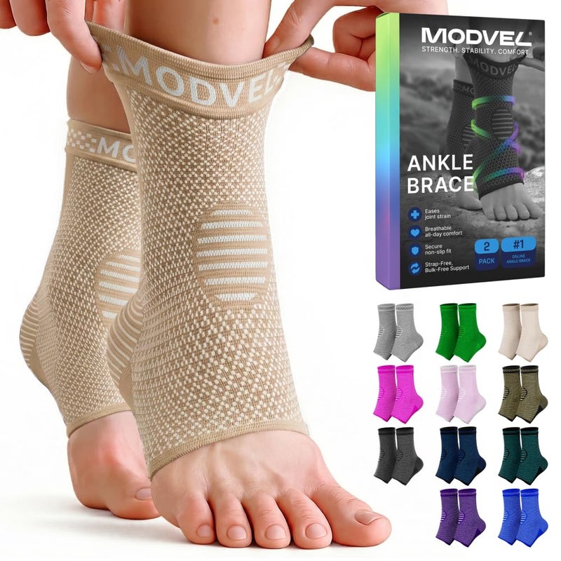 Modvel Foot & Ankle Brace Socks for Sprained Ankle Compression Sleeve - Plantar Fasciitis Relief Brace, Foot Support for pain Women & Men - Tendonitis & Arthritis Feet Sleeve, Stabilizing Ankles Wrap - Image 1