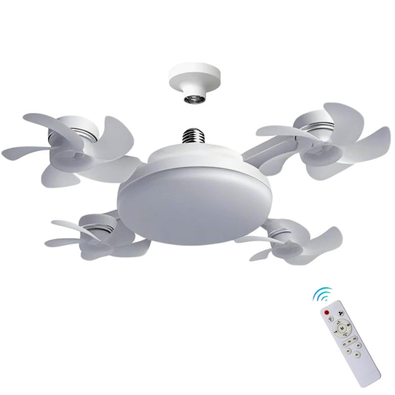 Ceiling Fan 50cm White: Adjustable Brightness 10% To 100% 3 Wind Speed Settings - Energy-efficient Class A Rating LED Light With Remote Control For Home Bedroom Living Room - Image 1
