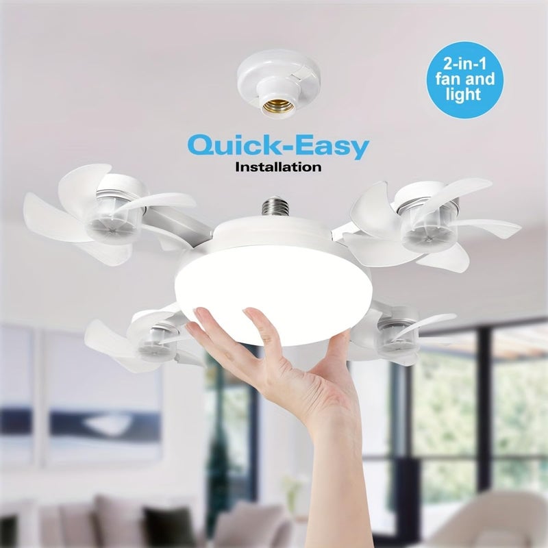 Ceiling Fan 50cm White: Adjustable Brightness 10% To 100% 3 Wind Speed Settings - Energy-efficient Class A Rating LED Light With Remote Control For Home Bedroom Living Room - Image 4