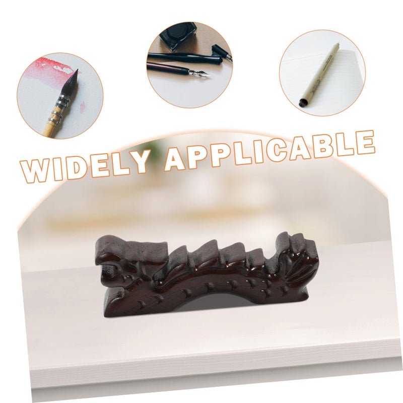 Vintage Dragon Brush Holder Wooden Pen Rack For Chinese Calligraphy Art - Image 4
