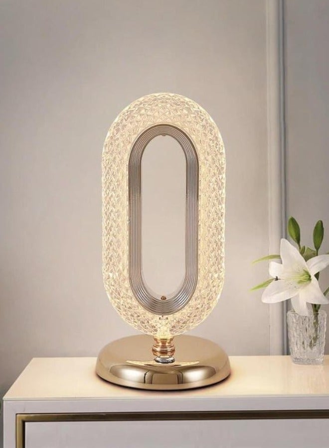 مصباح طاولة كريستال LED بتصميم فريد على شكل بيضاوي ضوء ليلي مزخرف بمستشعر لمس قابل للتعديل مع كابل USB، ديكور منزلي، إضاءة داخلية للمنزل والمكتب - Image 1