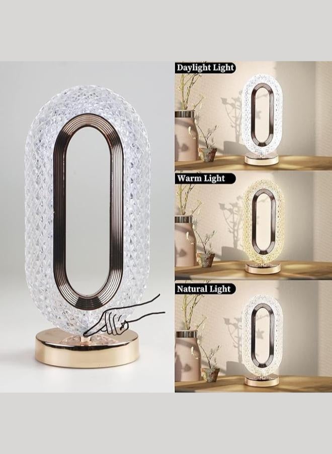 مصباح طاولة كريستال LED بتصميم فريد على شكل بيضاوي ضوء ليلي مزخرف بمستشعر لمس قابل للتعديل مع كابل USB، ديكور منزلي، إضاءة داخلية للمنزل والمكتب - Image 4