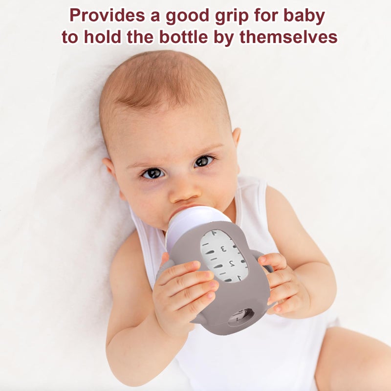 Juome Silicone Sleeves with Handles for Avent Natural Glass Baby Bottles - 3 Pack Anti Breakage Baby Bottle Holder for Philips Avent Glass Baby Bottle, Compatible with Phillips Avent Bottles 4oz - Image 3